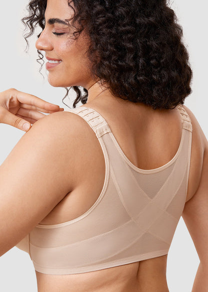 Front Closure Underwire Unlined Back Support Plunge Bra