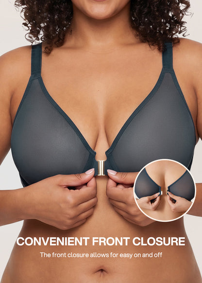 Front Closure Mesh Support Bra
