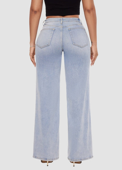 Mid-Low Rise Stretch Baggy Wide-Leg Jeans