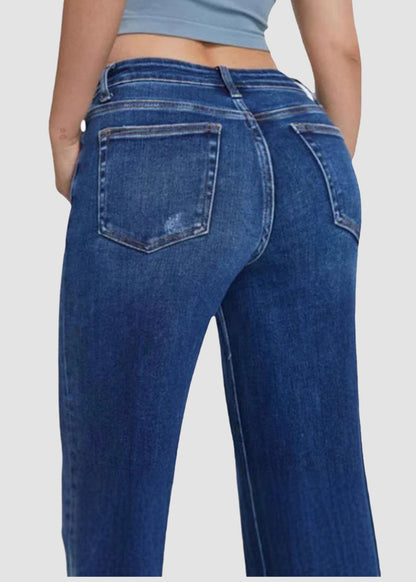 Mid-Low Rise Stretch Baggy Wide-Leg Jeans